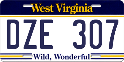 WV license plate DZE307