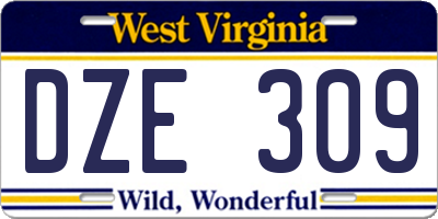 WV license plate DZE309