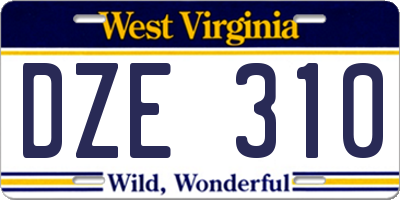 WV license plate DZE310