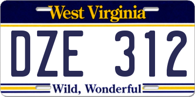 WV license plate DZE312
