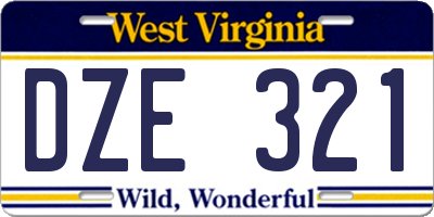 WV license plate DZE321