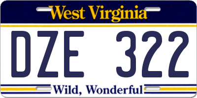 WV license plate DZE322