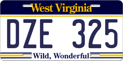 WV license plate DZE325