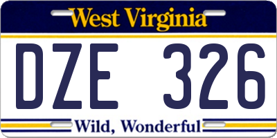 WV license plate DZE326