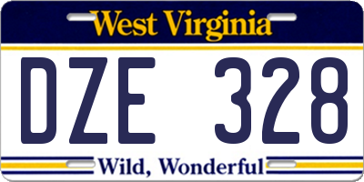 WV license plate DZE328
