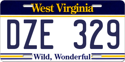 WV license plate DZE329