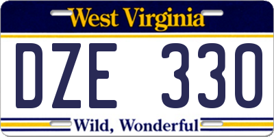 WV license plate DZE330
