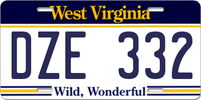 WV license plate DZE332