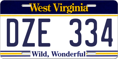 WV license plate DZE334