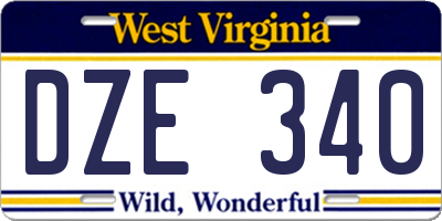 WV license plate DZE340
