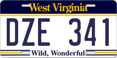 WV license plate DZE341
