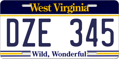WV license plate DZE345