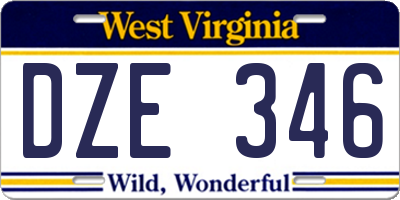 WV license plate DZE346