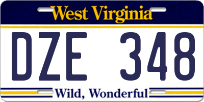 WV license plate DZE348