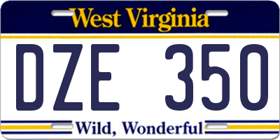 WV license plate DZE350