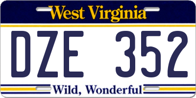 WV license plate DZE352