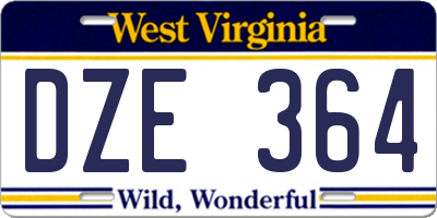 WV license plate DZE364