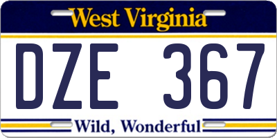 WV license plate DZE367