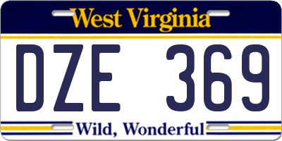WV license plate DZE369