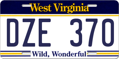 WV license plate DZE370