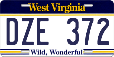 WV license plate DZE372