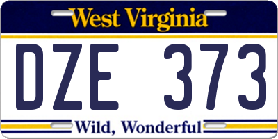 WV license plate DZE373