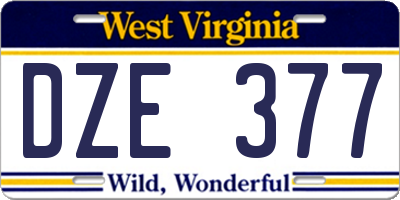 WV license plate DZE377