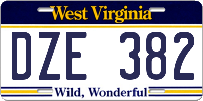 WV license plate DZE382