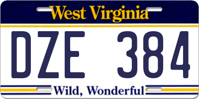 WV license plate DZE384