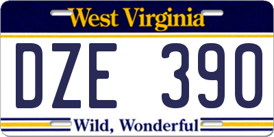 WV license plate DZE390