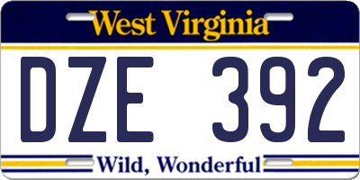WV license plate DZE392