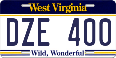 WV license plate DZE400