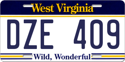 WV license plate DZE409