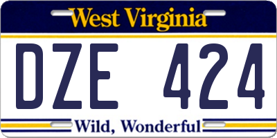 WV license plate DZE424