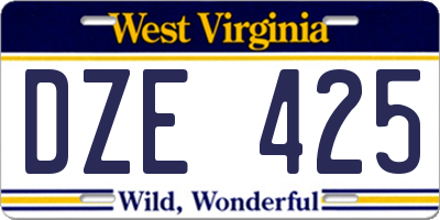 WV license plate DZE425