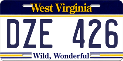 WV license plate DZE426