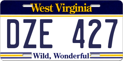 WV license plate DZE427
