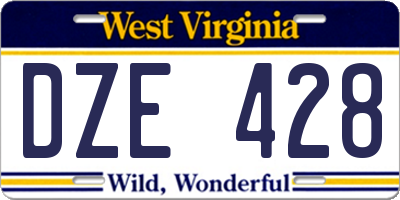 WV license plate DZE428