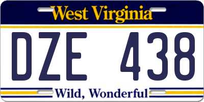 WV license plate DZE438