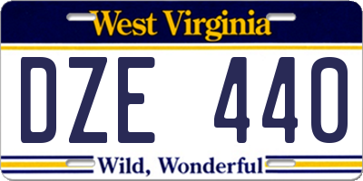WV license plate DZE440