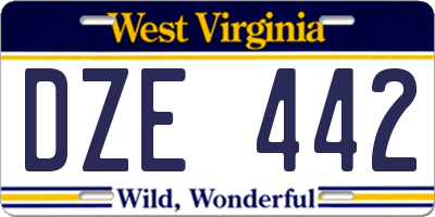 WV license plate DZE442