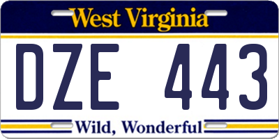 WV license plate DZE443