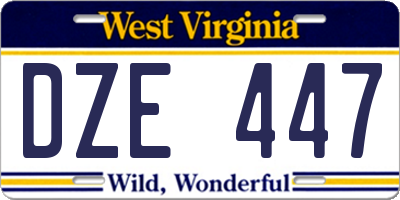 WV license plate DZE447