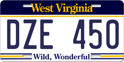 WV license plate DZE450