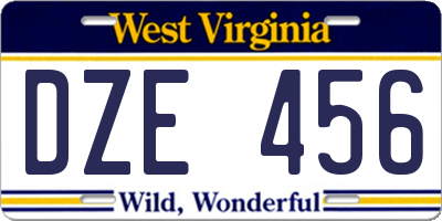 WV license plate DZE456