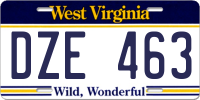 WV license plate DZE463
