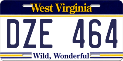 WV license plate DZE464