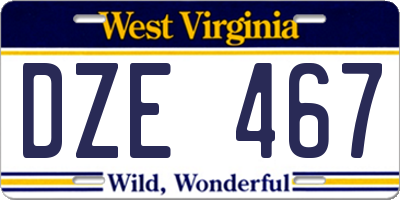WV license plate DZE467