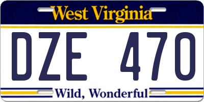 WV license plate DZE470