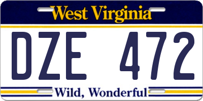 WV license plate DZE472